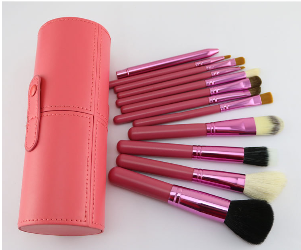 Niya supply 12 makeup sweep set cylinder set brush PU storage makeup tube beauty makeup hair brush eyebrow pencil
