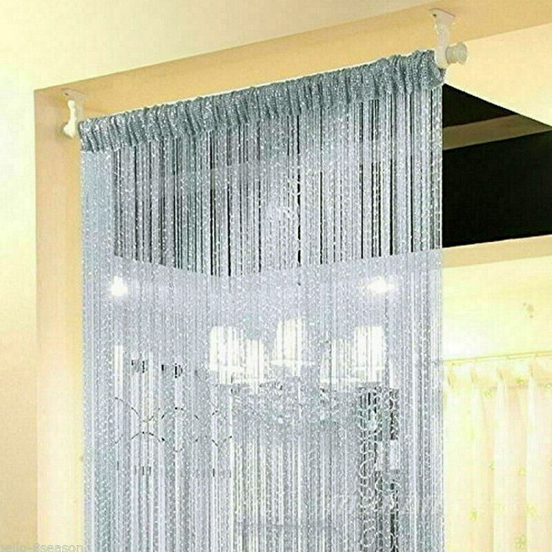 Glitter String Curtain Panels Door Fly Screen Divider Voile Curtains C