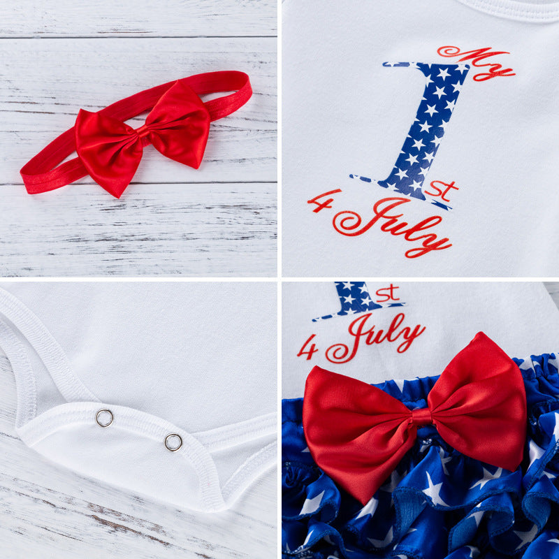 American Independence Day Baby Clothes Cartoon Letter Short Sleeve Romper