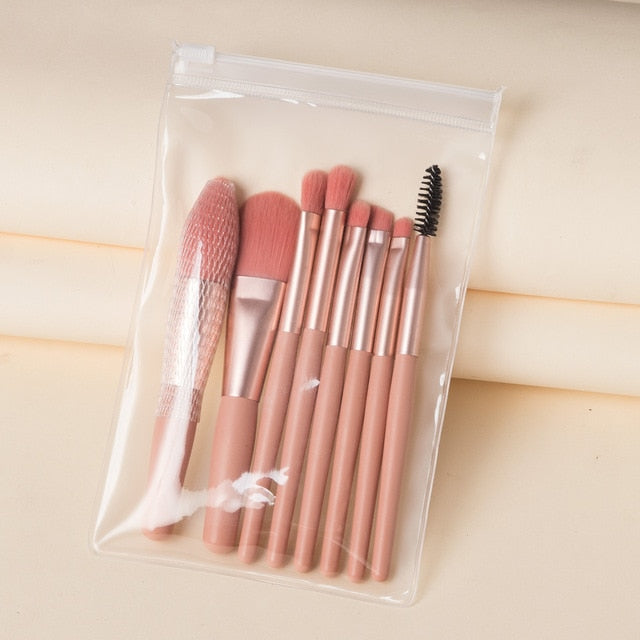 Travel Portable 8 Mini Makeup Brush Beauty Set