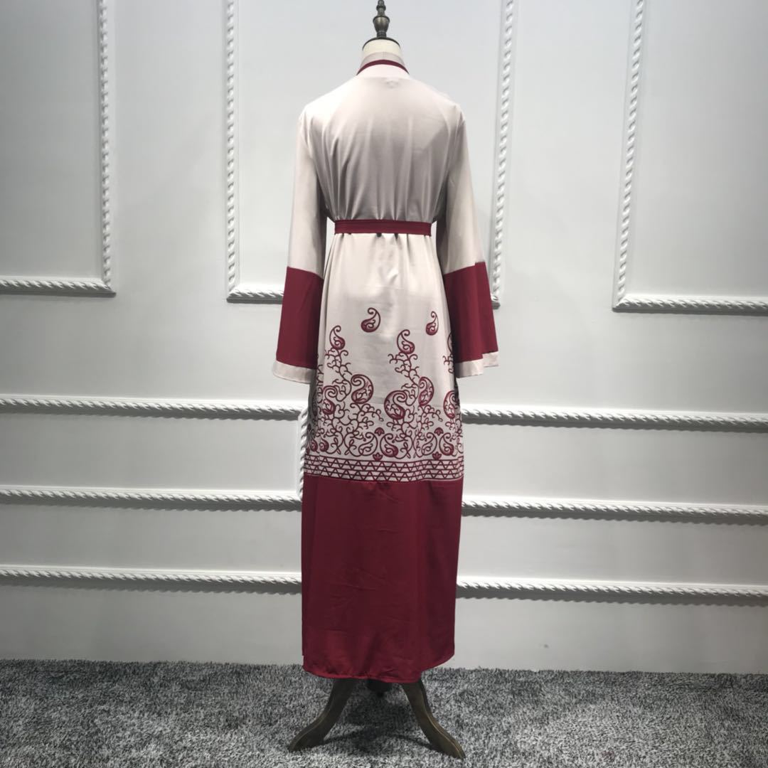 Full Print Muslim Dress, Jubah Tunic, Arabian Red Robe