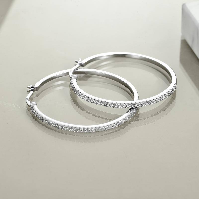 40mm Hoop Earrings for Women Girls 925 Silver