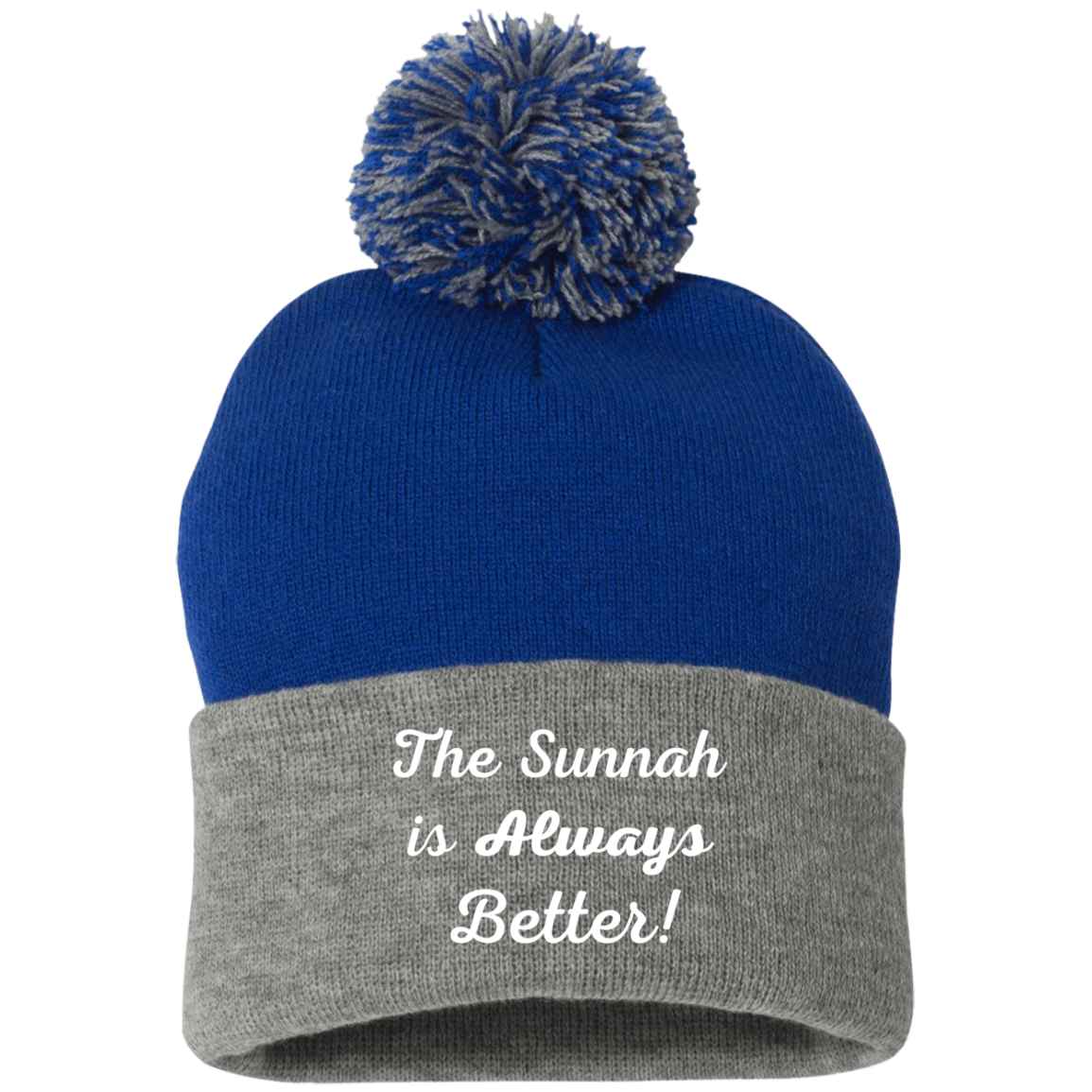 THE SUNNAH IS ALWAYS BETTER! Embroidered Pom Pom Knit Cap (MORE COLOR OPTIONS)