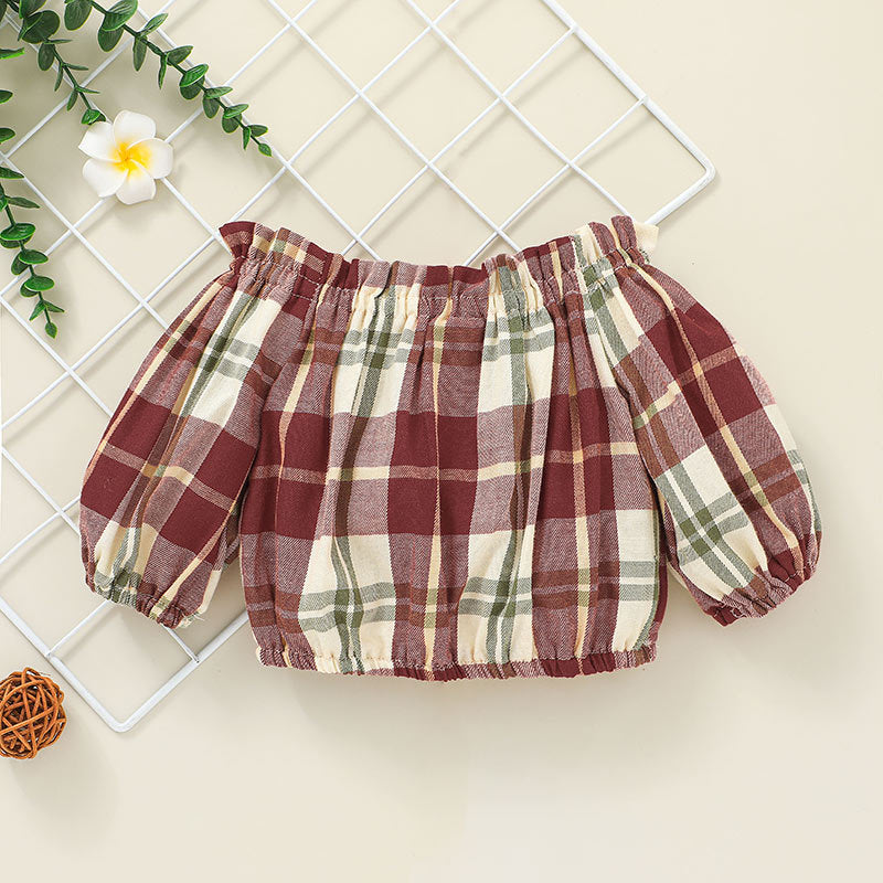 Vintage Plaid Top Skirt Two Piece Fashion Fall Outfit