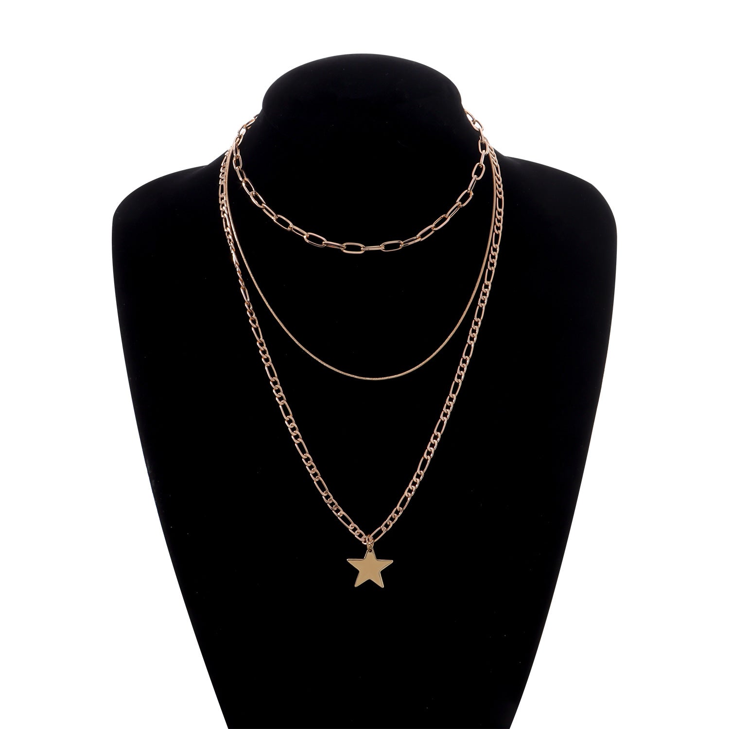 Multilayer Glossy Five-pointed Star Pendant Necklace
