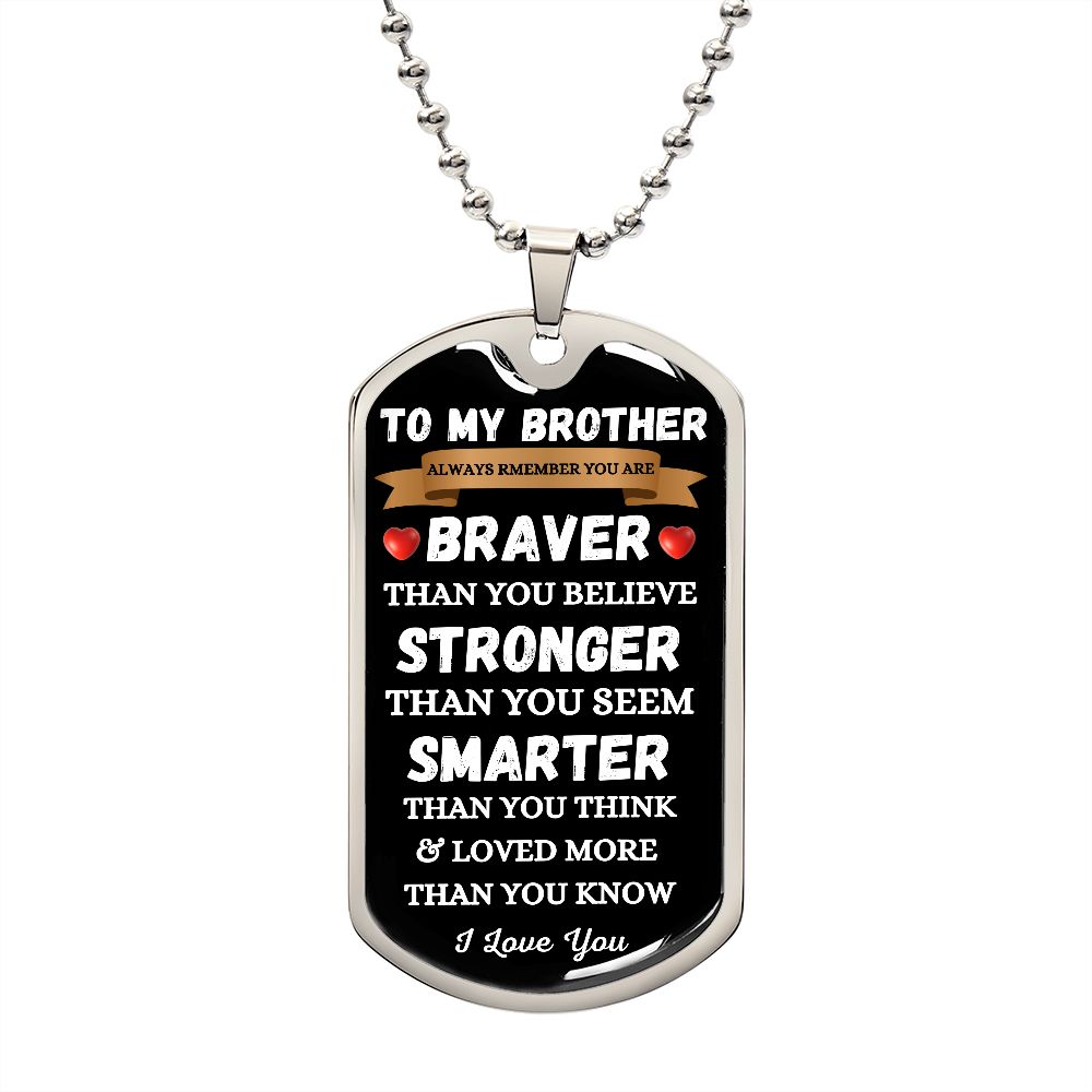 Brother Necklace Chain Dog Tag Father Son Nephew gifts Ms. Leah's Place