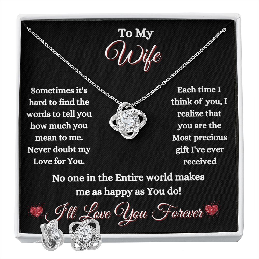 WIFE - TO MY WIFE - LOVE KNOT NECKLACE & EARRINGS (BLK)
