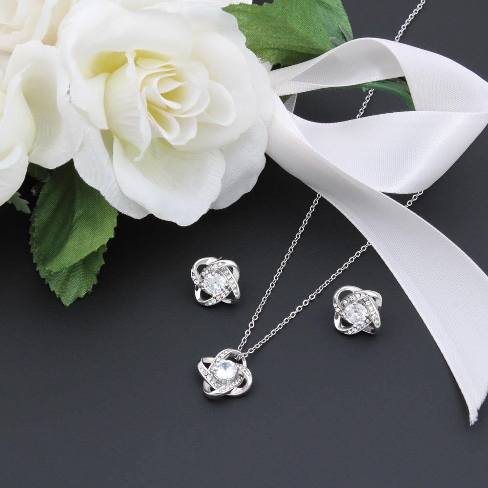 SOULMATE - TO MY SOULMATE - LOVE KNOT NECKLACE & EARRINGS (WHT)