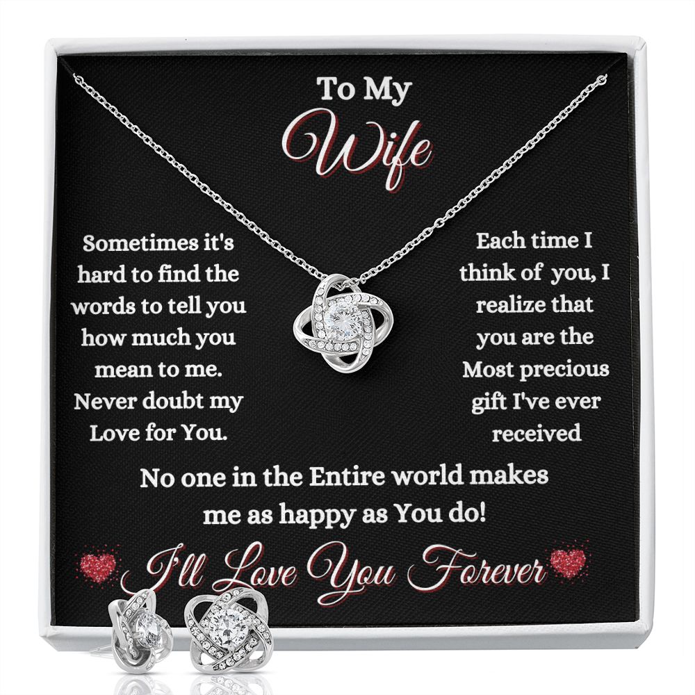 WIFE - TO MY WIFE - LOVE KNOT NECKLACE & EARRINGS (BLK)