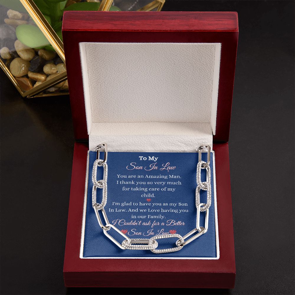 SON IN LAW - FOREVER LINKED UNISEX NECKLACE - (BLUE)