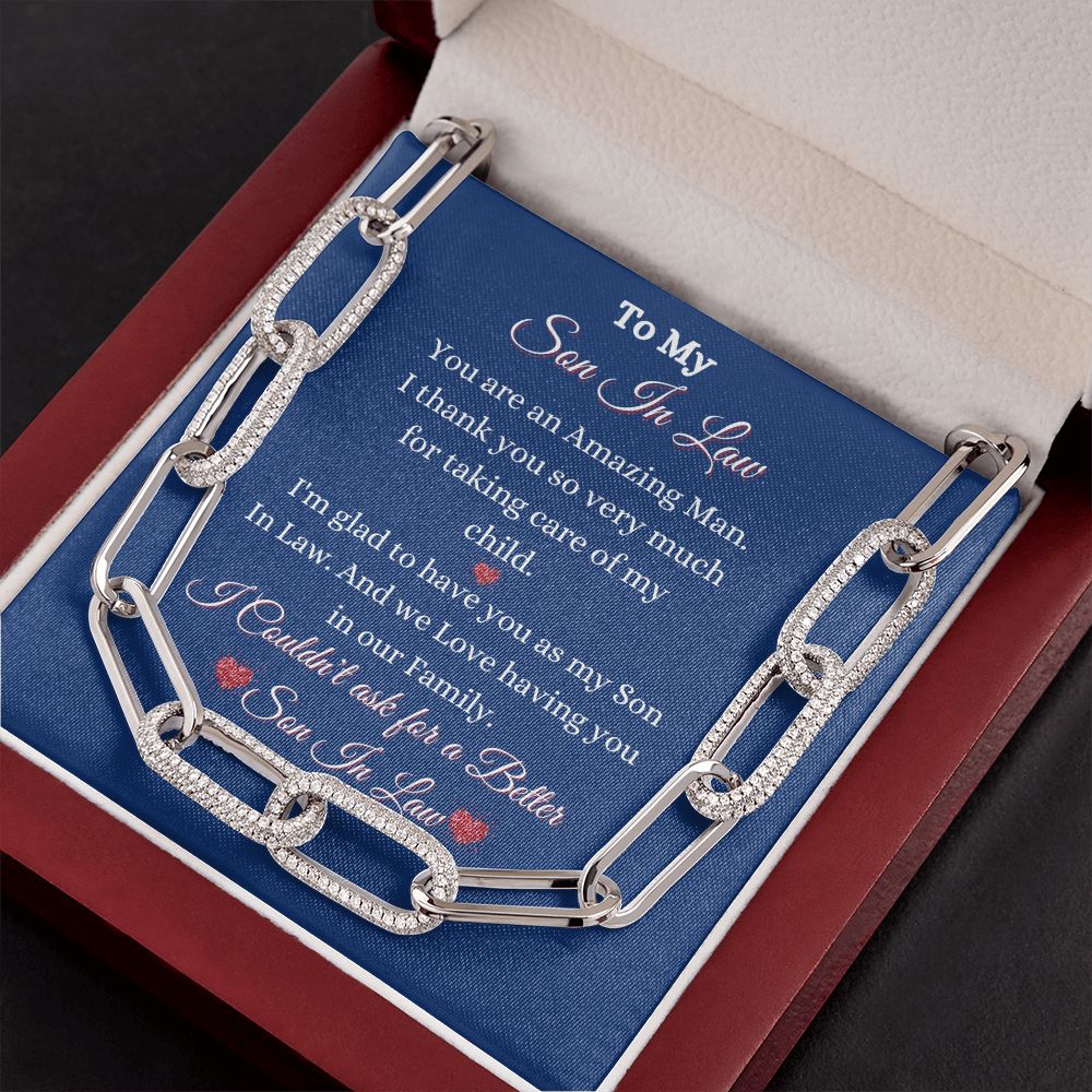 SON IN LAW - FOREVER LINKED UNISEX NECKLACE - (BLUE)