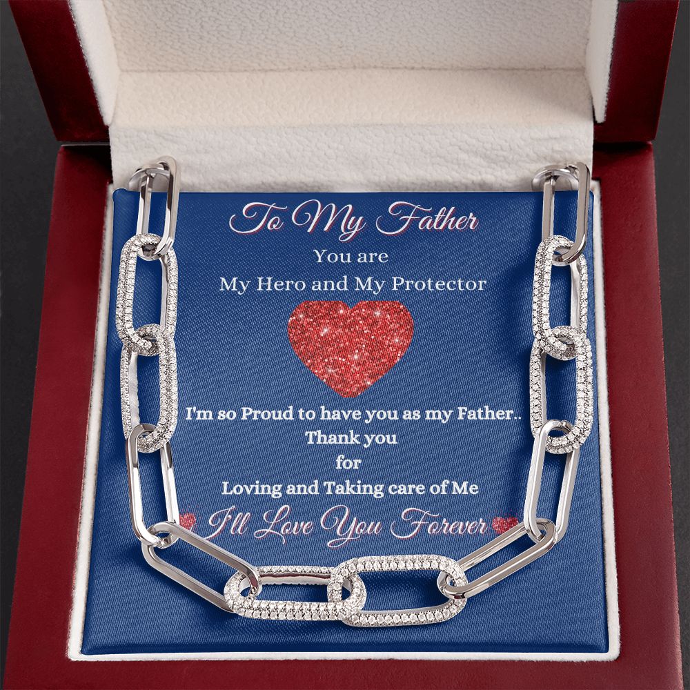 FATHER - TO MY FATHER - FOREVER LINKED UNISEX NECKLACE - (BLUE)