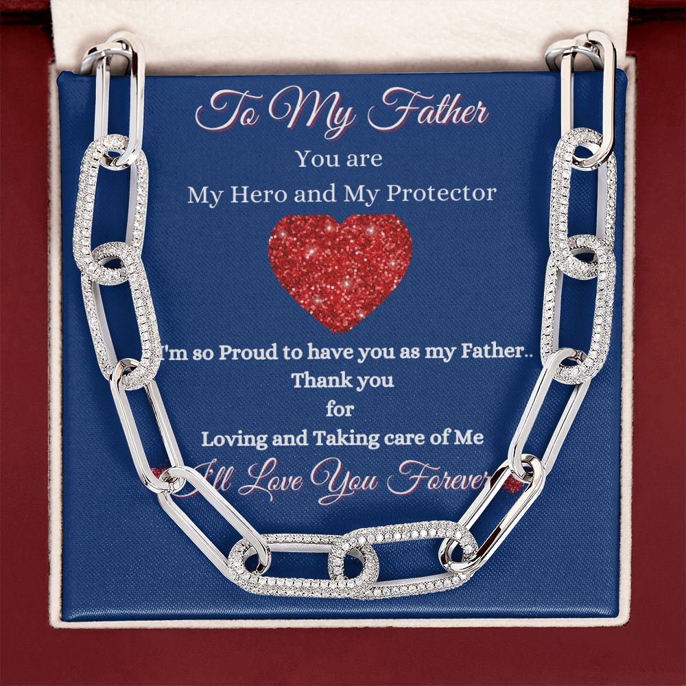 FATHER - TO MY FATHER - FOREVER LINKED UNISEX NECKLACE - (BLUE)