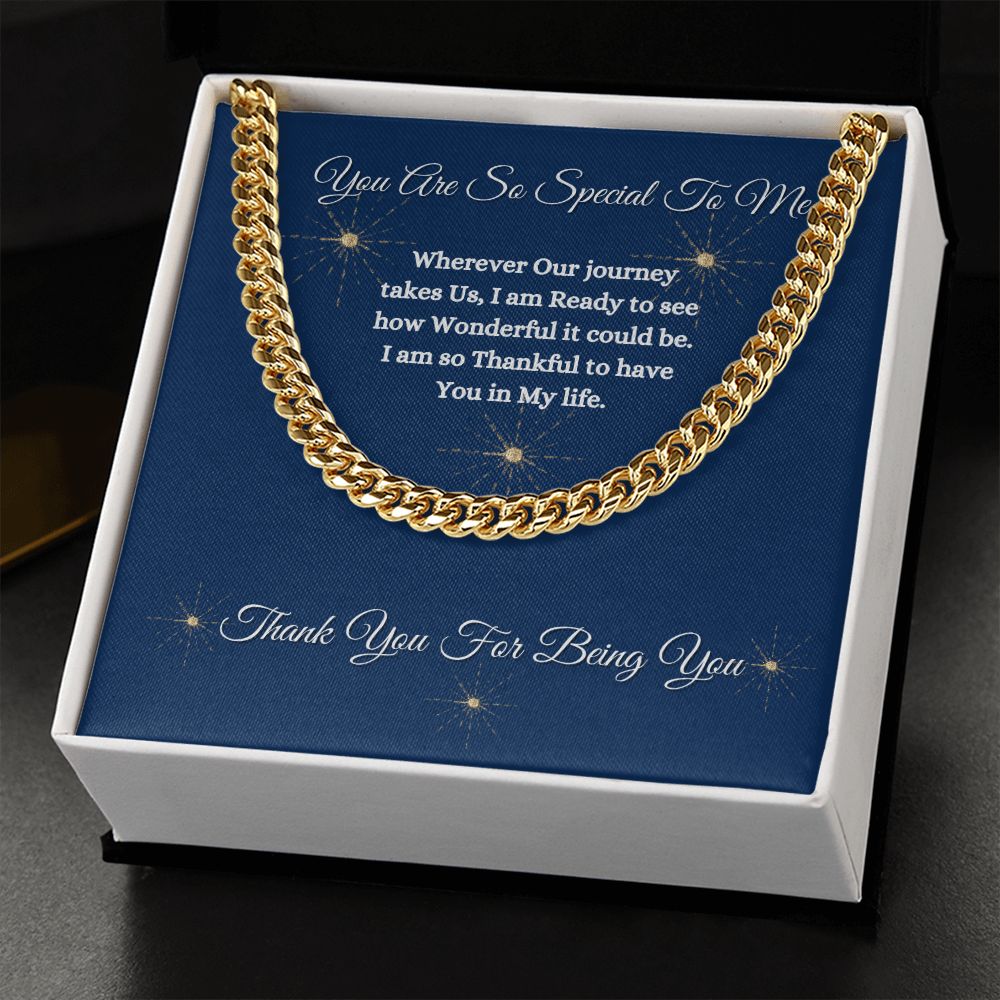 YOU ARE SO SPECIAL TO ME - UNISEX - CUBAN LINK CHAIN - (BLUE)