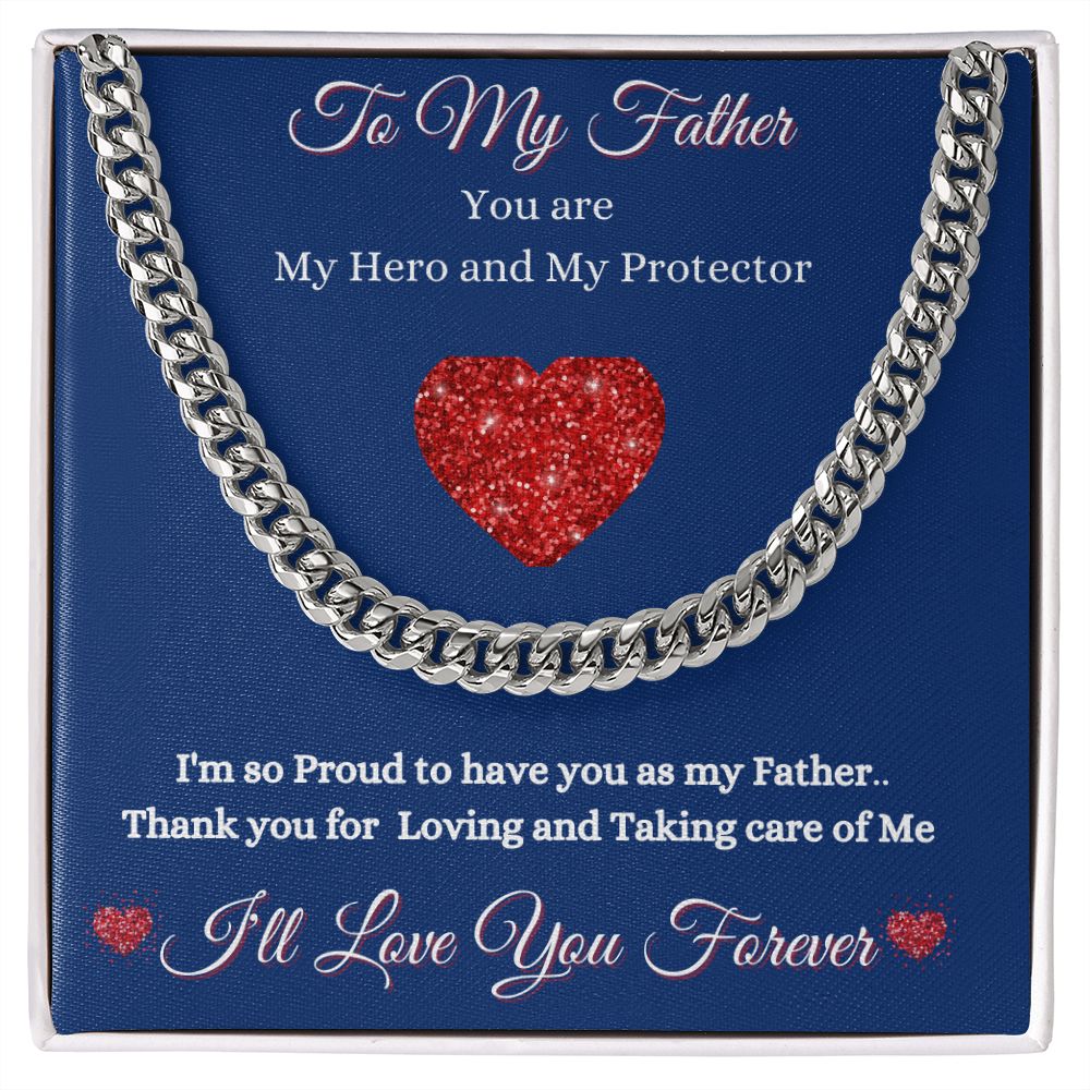 FATHER - TO MY FATHER - CUBAN LINK CHAIN - (BLUE)