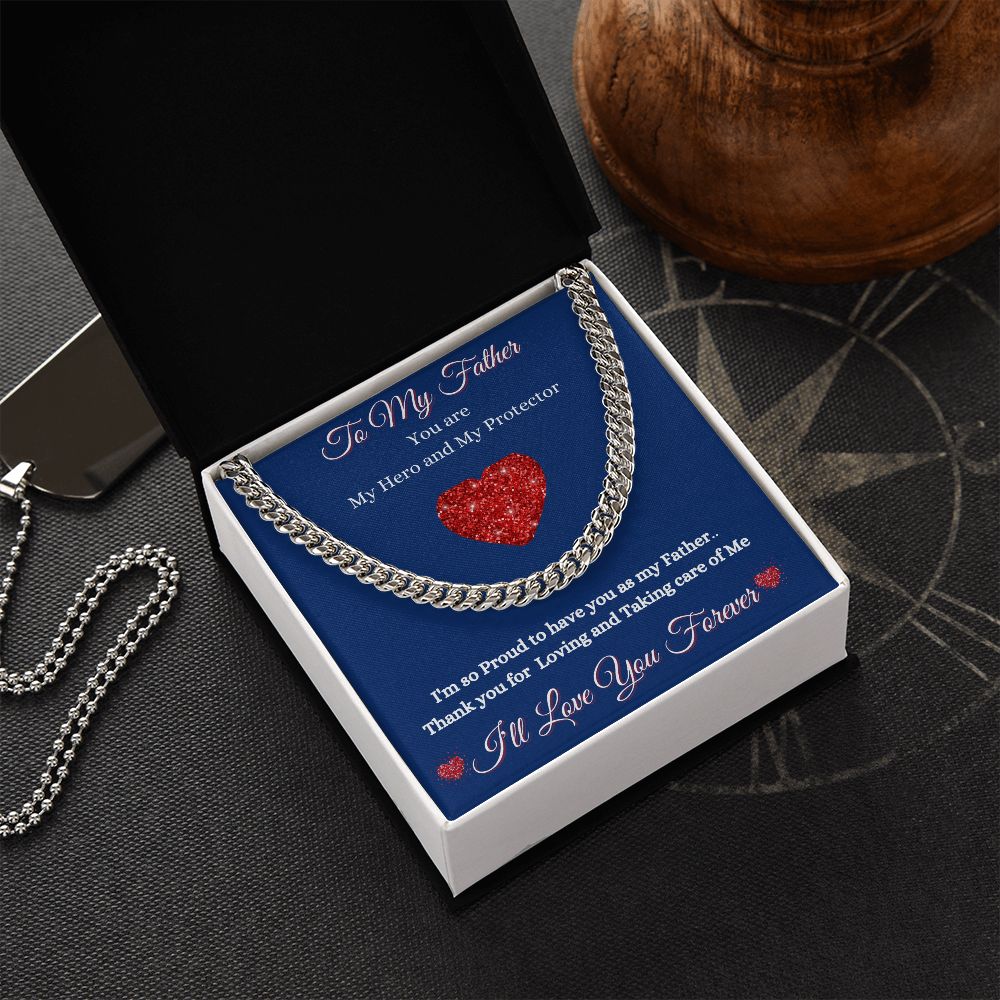 FATHER - TO MY FATHER - CUBAN LINK CHAIN - (BLUE)