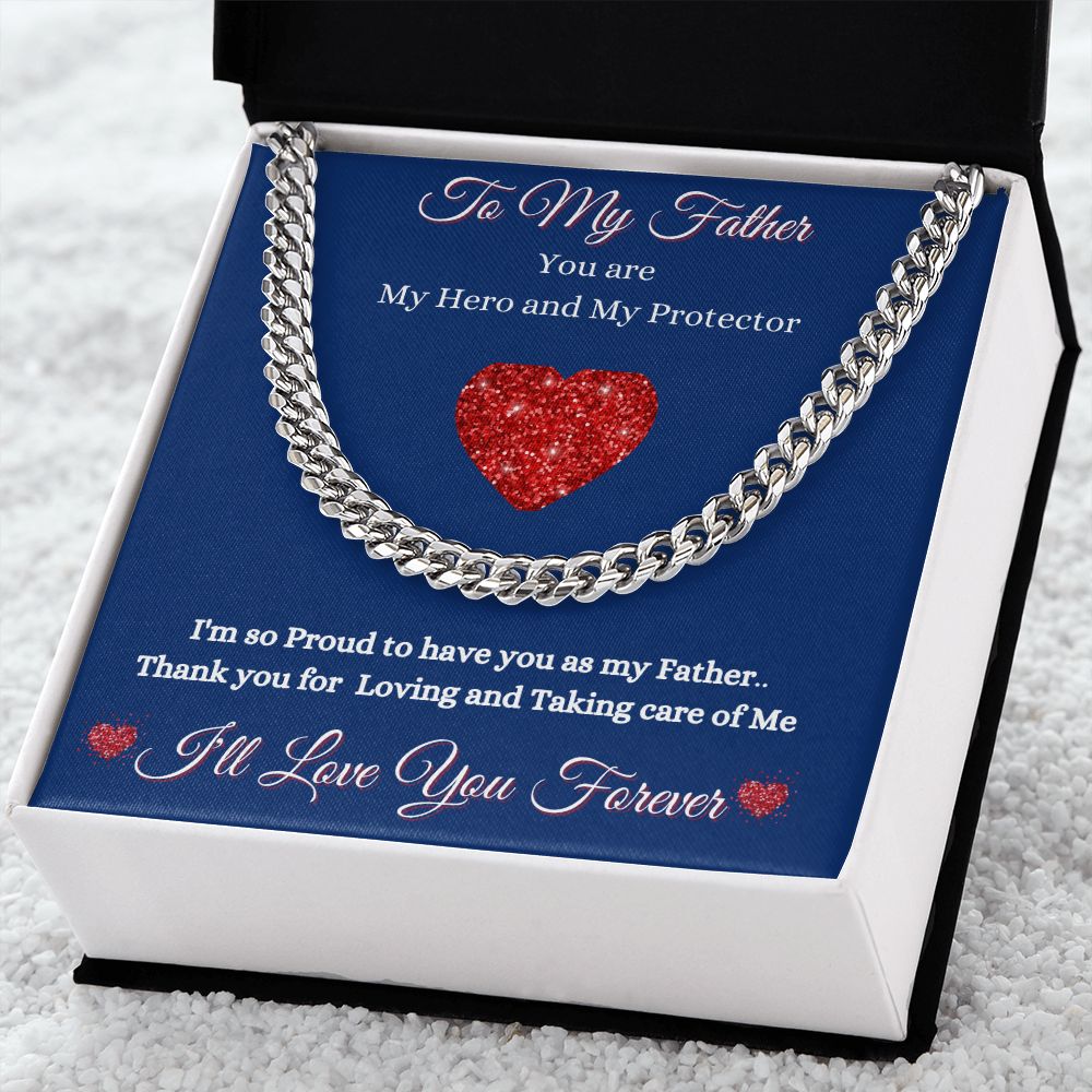 FATHER - TO MY FATHER - CUBAN LINK CHAIN - (BLUE)