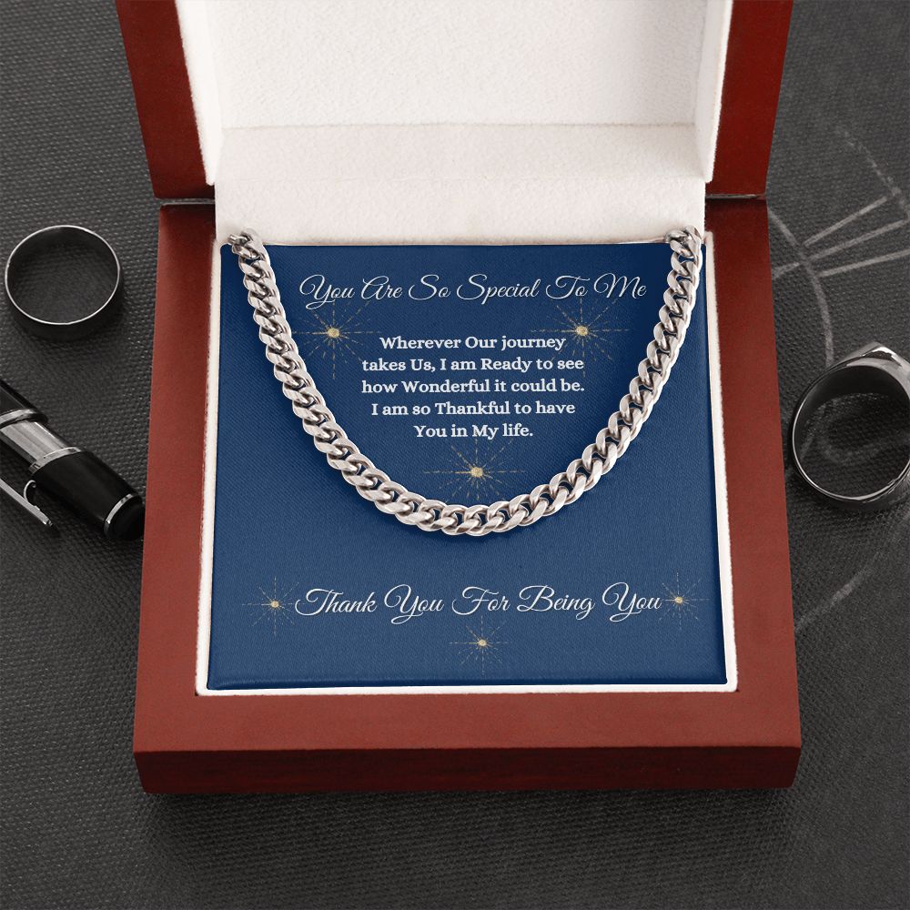 YOU ARE SO SPECIAL TO ME - UNISEX - CUBAN LINK CHAIN - (BLUE)