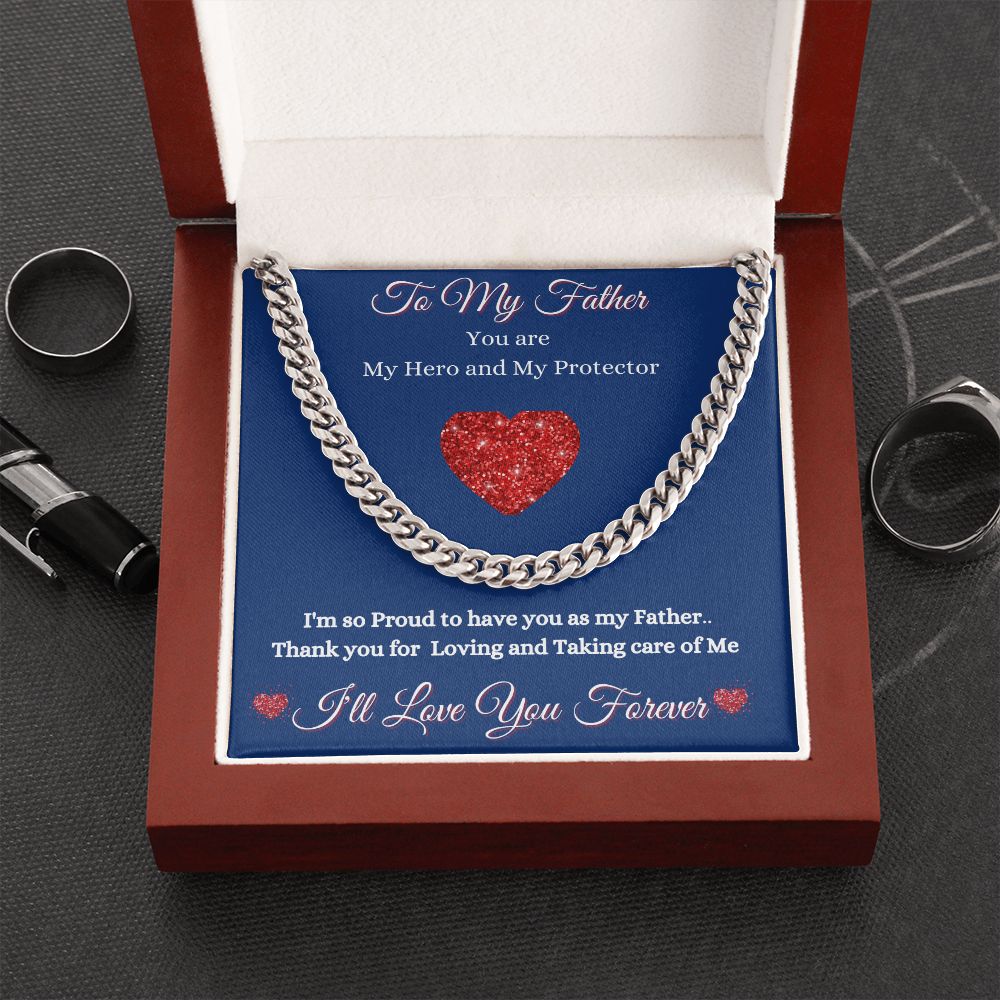 FATHER - TO MY FATHER - CUBAN LINK CHAIN - (BLUE)