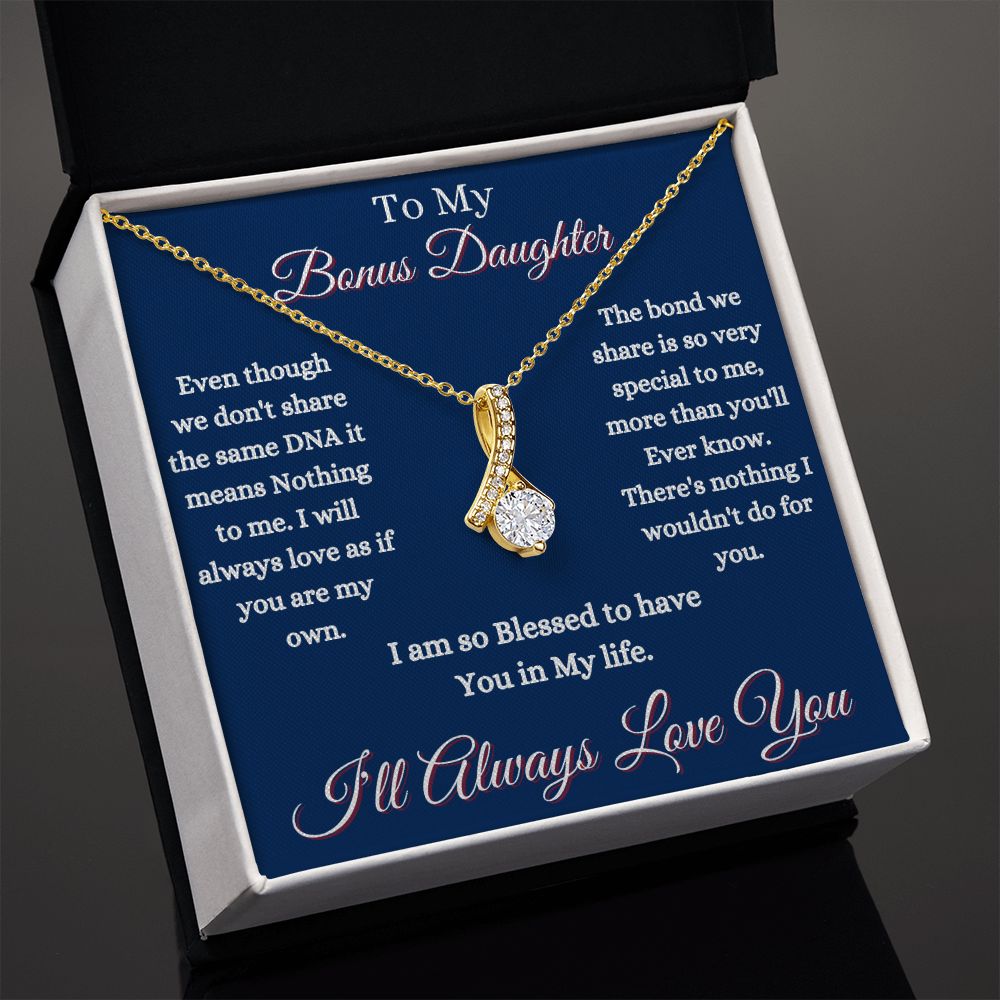 DAUGHTER - TO MY BONUS DAUGHTER - ALLURING BEAUTY NECKLACE - (BLUE)