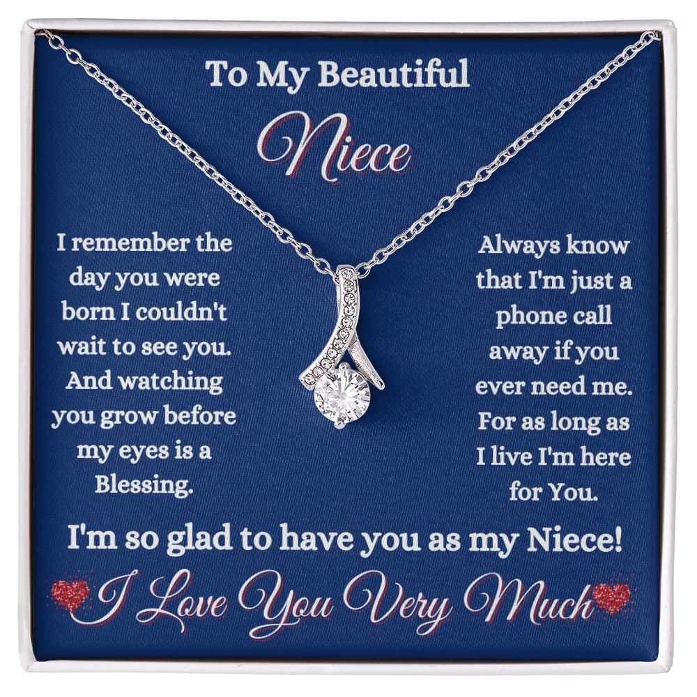 NIECE -TO MY BEAUTIFUL NIECE - ALLURING BEAUTY NECKLACE - (BLUE)