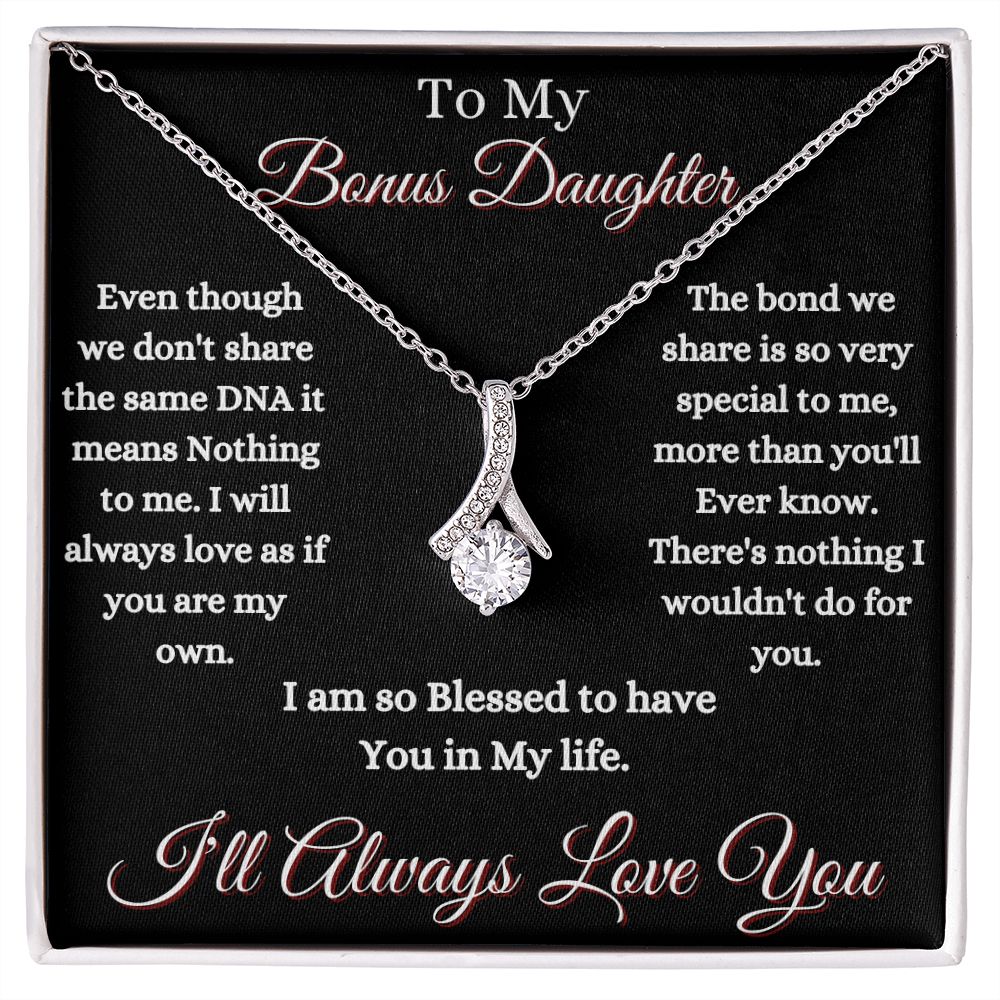 DAUGHTER - TO MY BONUS DAUGHTER - ALLURING BEAUTY NECKLACE - (BLK)