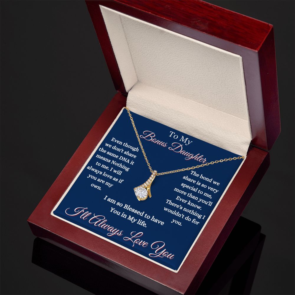 DAUGHTER - TO MY BONUS DAUGHTER - ALLURING BEAUTY NECKLACE - (BLUE)