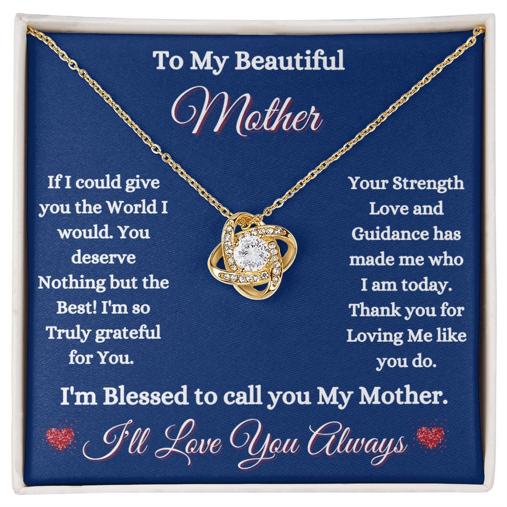 MOTHER - TO MY BEAUTIFUL MOTHER - LOVE KNOT NECKLACE (BLUE)