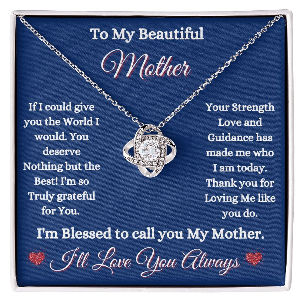 MOTHER - TO MY BEAUTIFUL MOTHER - LOVE KNOT NECKLACE (BLUE)