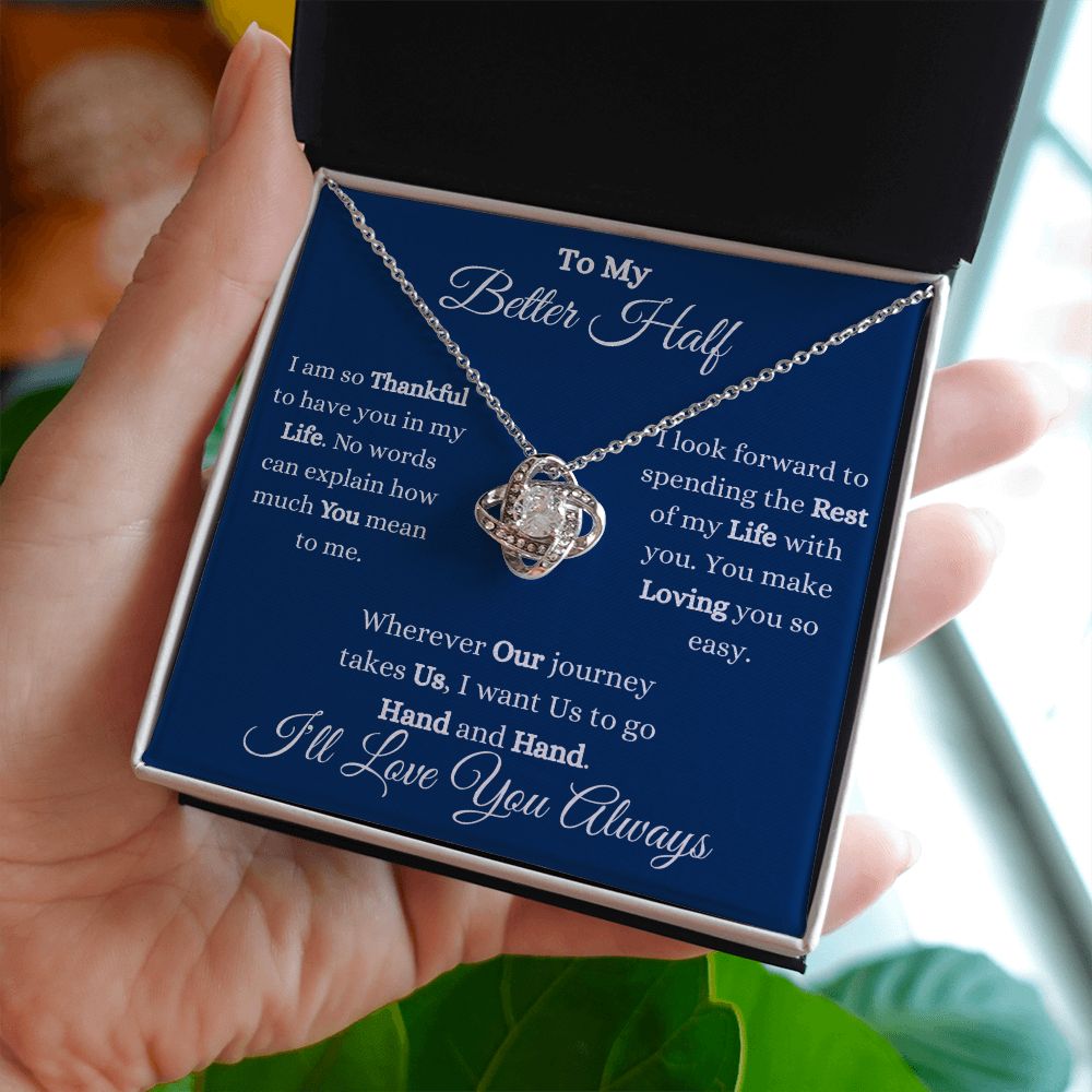 TO MY BETTER HALF - LOVE KNOT NECKLACE - (BLUE)