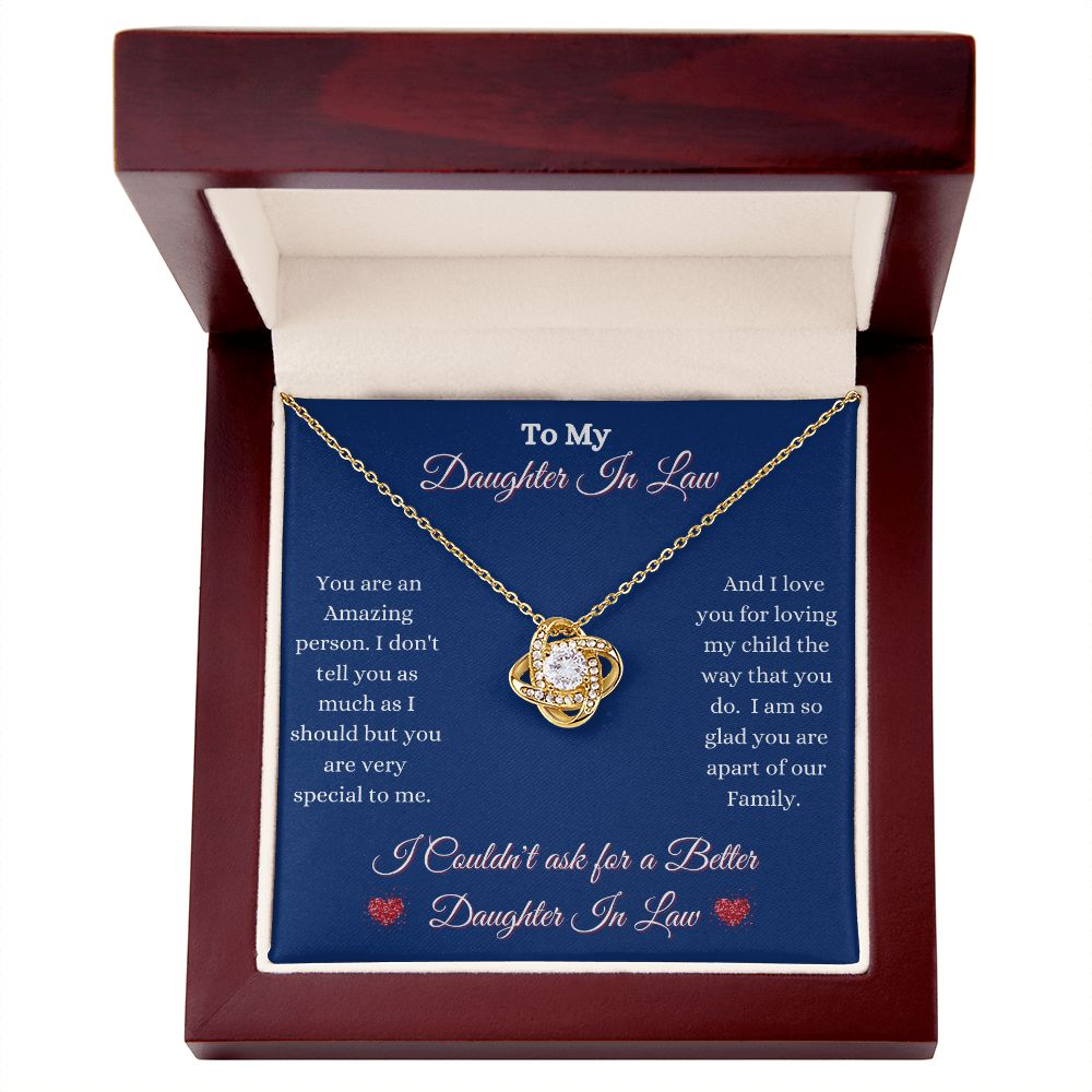 DAUGHTER IN LAW - LOVE KNOT NECKLACE - (BLUE)