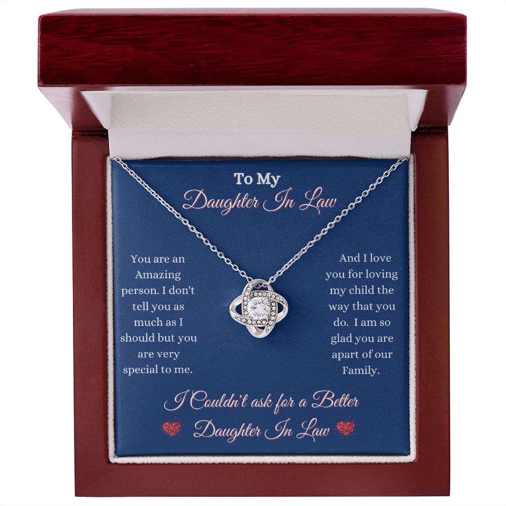DAUGHTER IN LAW - LOVE KNOT NECKLACE - (BLUE)
