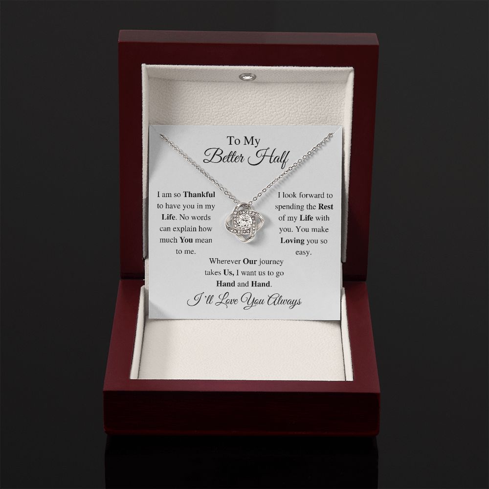 TO MY BETTER HALF - LOVE KNOT NECKLACE - (WHITE)