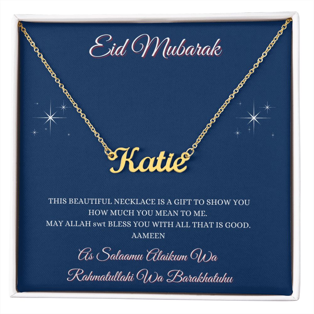 EID MUBARAK - PERSONALIZED NAME NECKLACE - BLUE