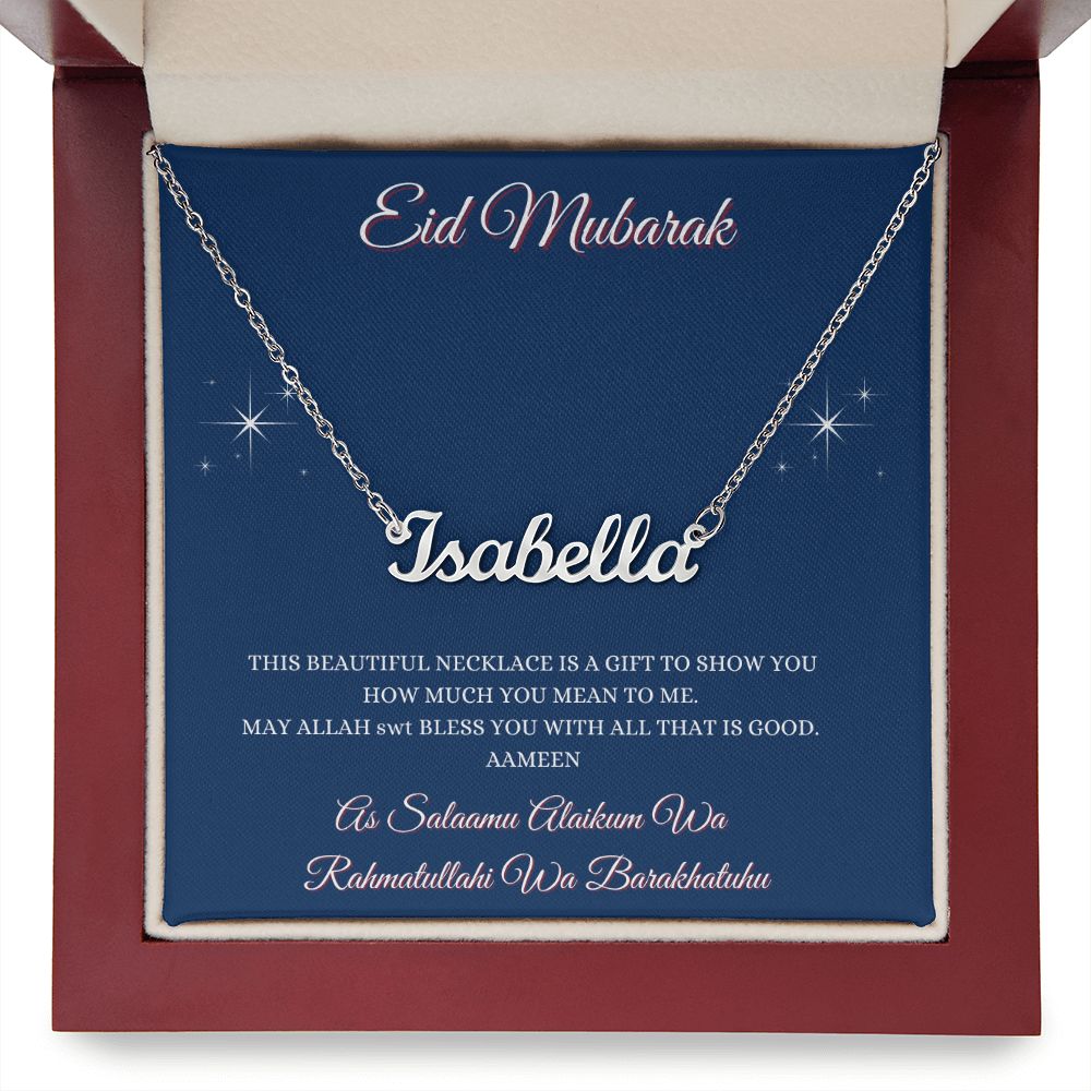 EID MUBARAK - PERSONALIZED NAME NECKLACE - BLUE