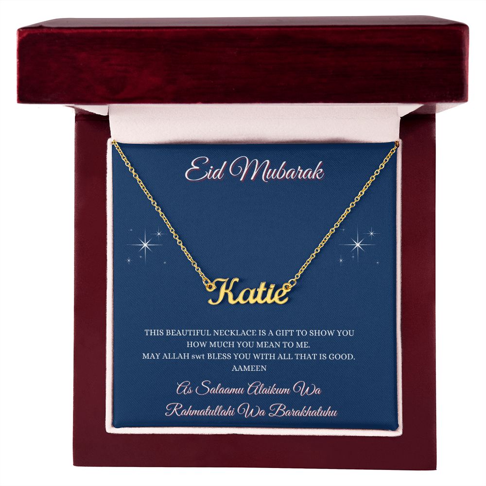 EID MUBARAK - PERSONALIZED NAME NECKLACE - BLUE