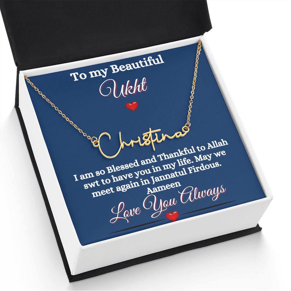MY UKHT/SISTER - SIGNATURE STYLE NAME NECKLACE - BLUE