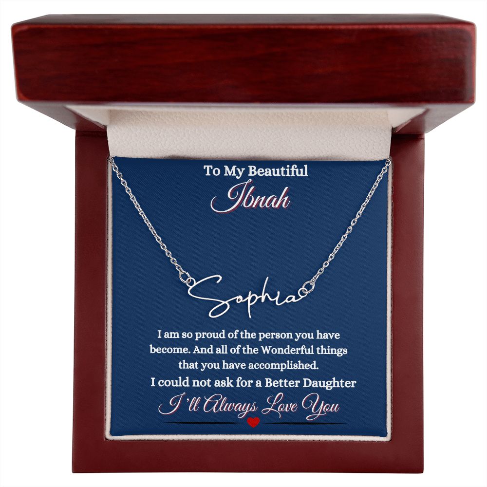 IBNAH/DAUGHTER - SIGNATURE STYLE NAME NECKLACE - BLUE