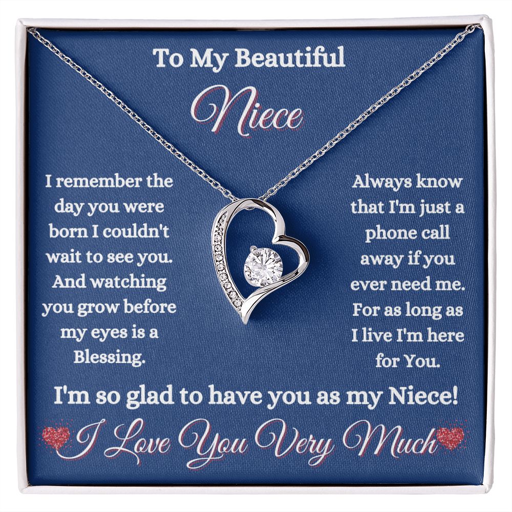 NIECE - - TO MY BEAUTIFUL NIECE - FOREVER LOVE NECKLACE (BLUE)