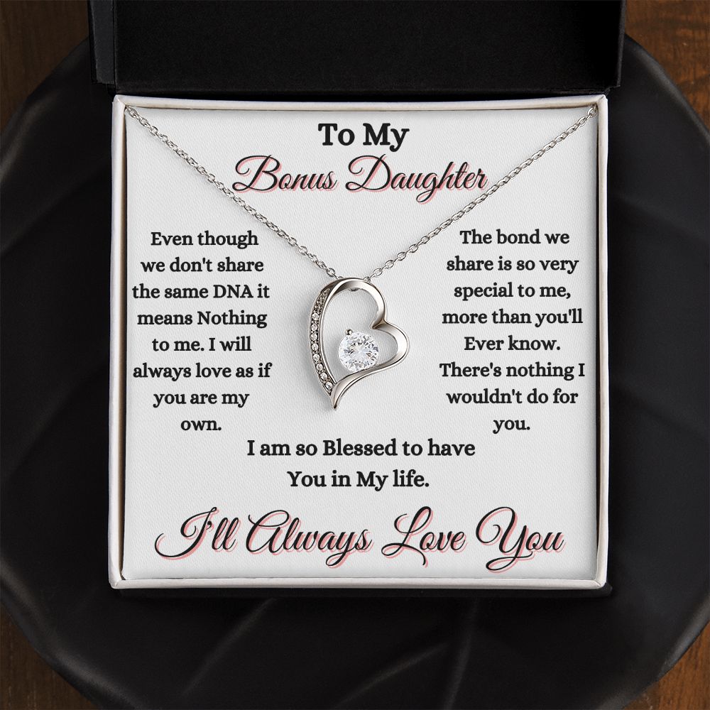 DAUGHTER - TO MY BONUS DAUGHTER - FOREVER LOVE NECKLACE (WHT)