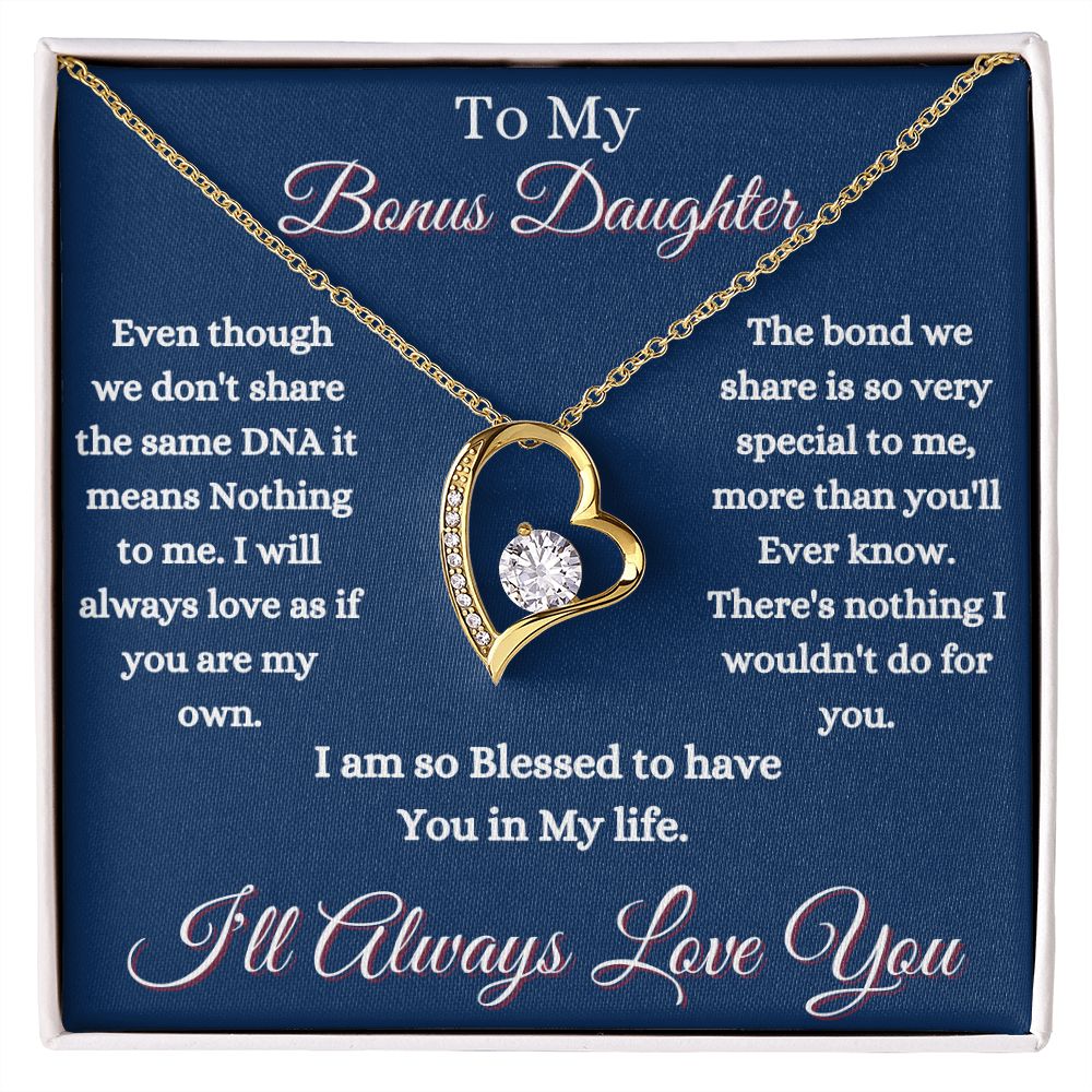 DAUGHTER - TO MY BONUS DAUGHTER - FOREVER LOVE NECKLACE (BLUE)