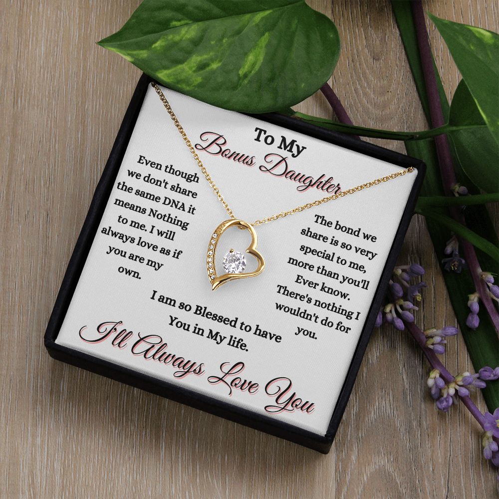 DAUGHTER - TO MY BONUS DAUGHTER - FOREVER LOVE NECKLACE (WHT)
