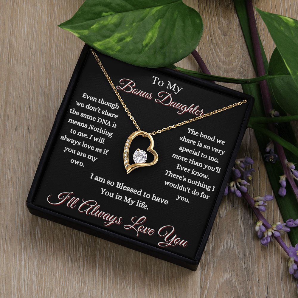 DAUGHTER - TO MY BONUS DAUGHTER - FOREVER LOVE NECKLACE (BLK)
