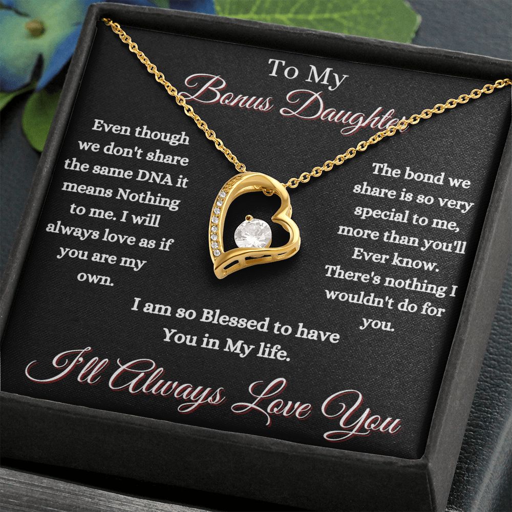 DAUGHTER - TO MY BONUS DAUGHTER - FOREVER LOVE NECKLACE (BLK)