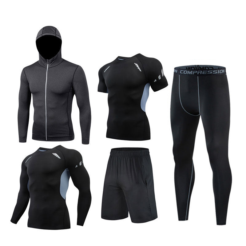 Sports Suit Men's Long-sleeved Trousers Gym Suit Running Training Sports Fitness Tight