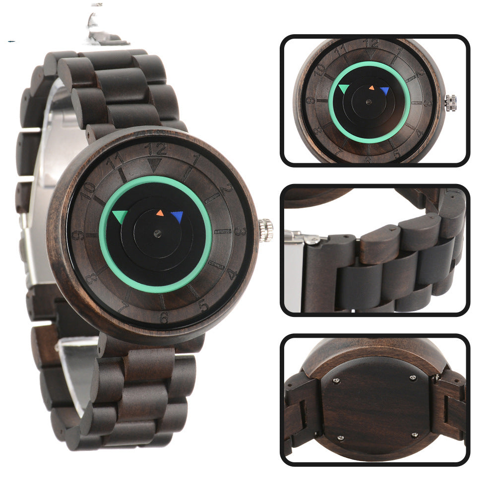 No Pointer Concept Quartz Watch Casual Personality Wood
