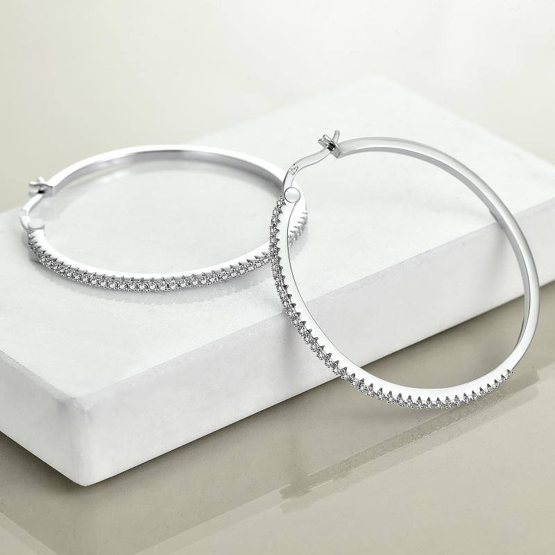 40mm Hoop Earrings for Women Girls 925 Silver