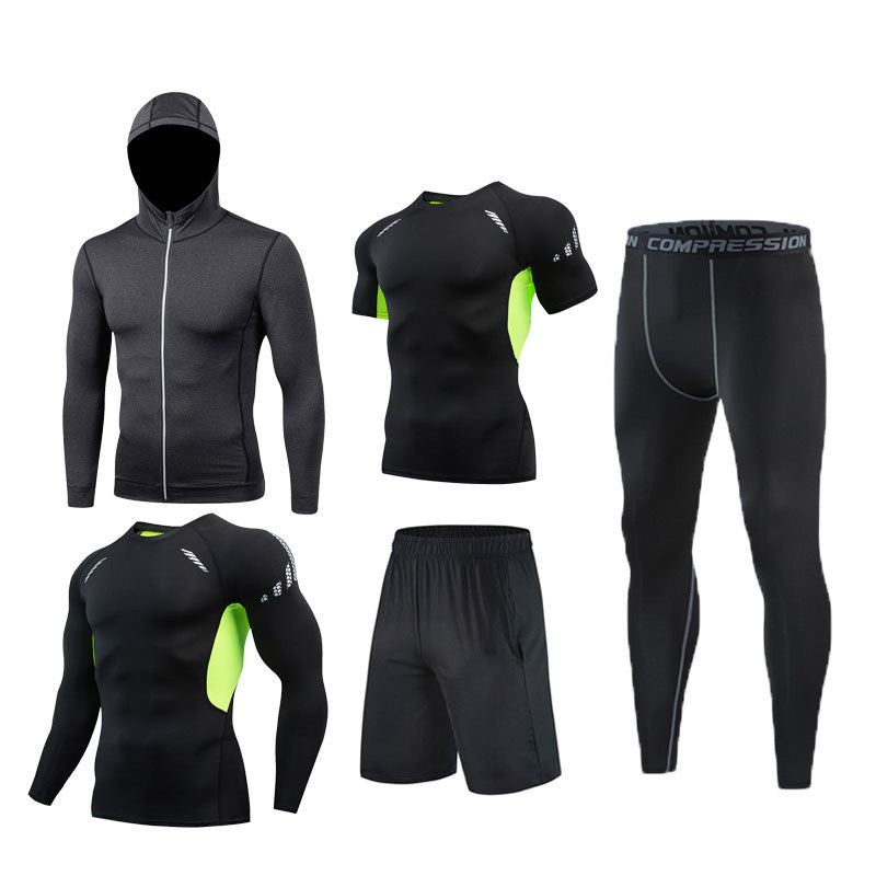 Sports Suit Men's Long-sleeved Trousers Gym Suit Running Training Sports Fitness Tight